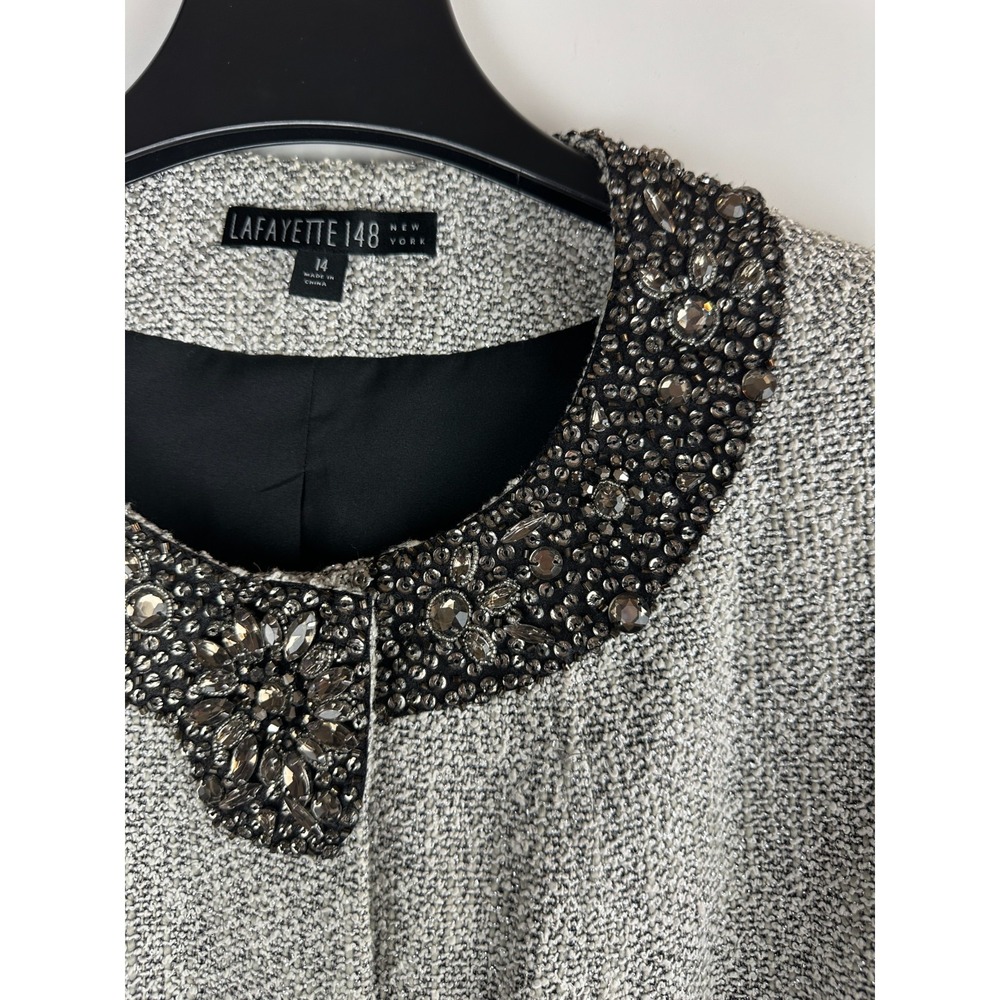 Lafayette 148 Set Embellished Boucle Snap Jacket & Skirt Tweed Sizes 12 & 14 - Picture 6 of 16
